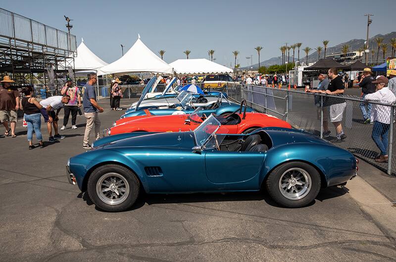 Shelby Cobras parked in a row