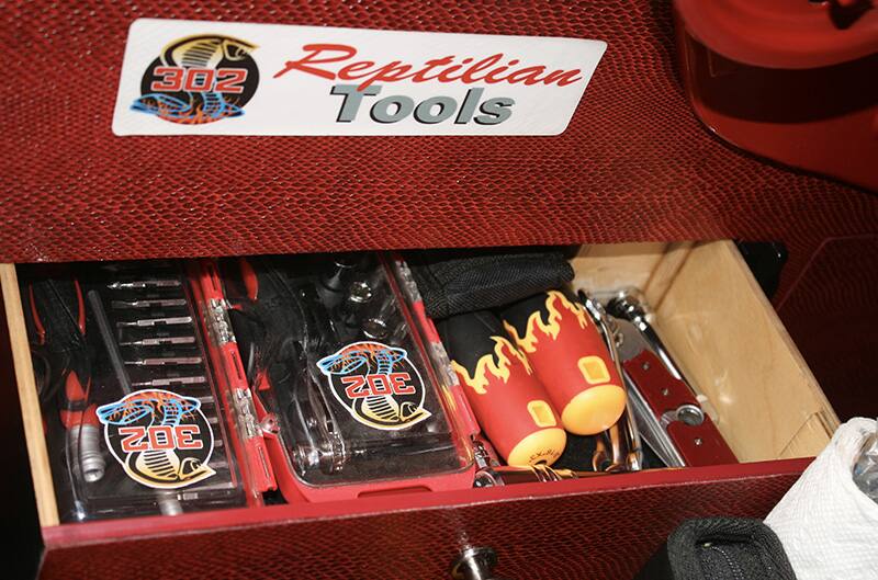 Tool chest in trunk of mustang