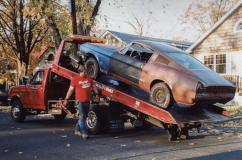 Original Mustang being unloaded
