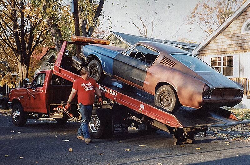 Original Mustang being unloaded