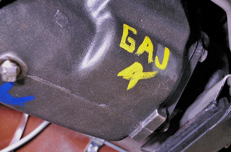 Markings on oil pan