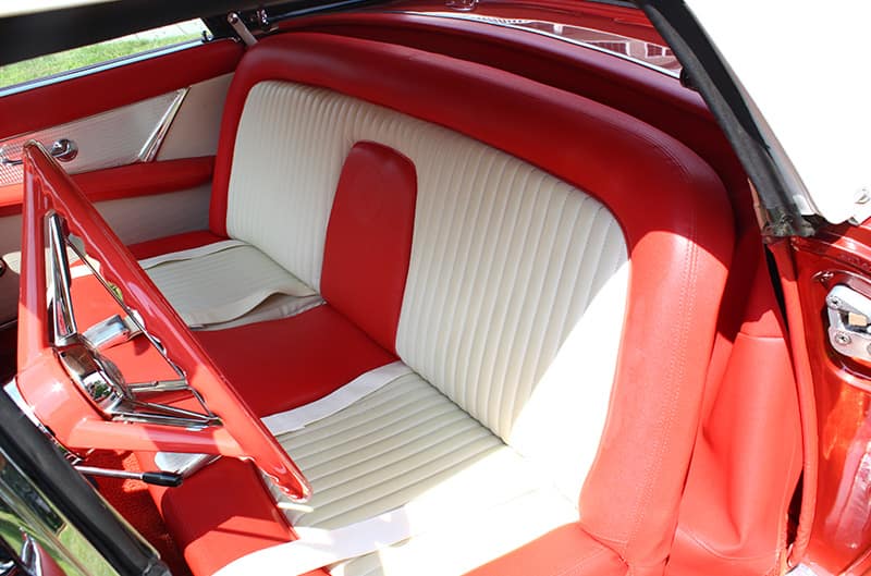 Red and white interior of Thunderbird