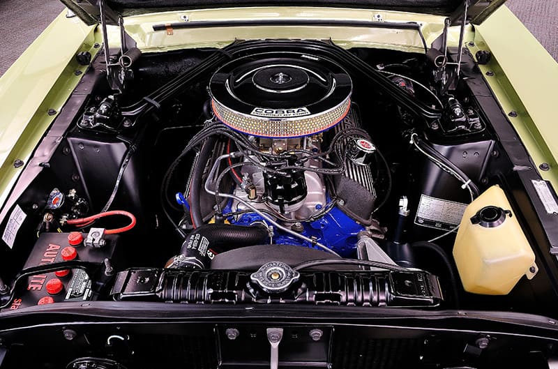 Engine bay of restored Shelby