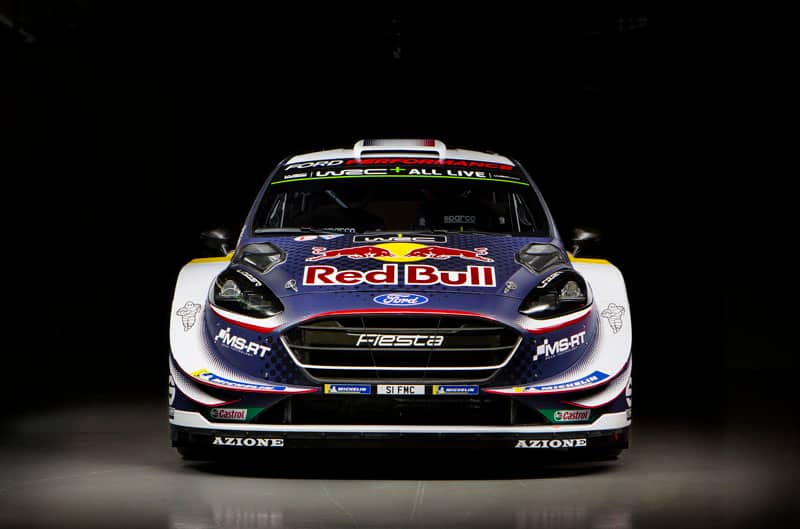 A front view of the Red Bull Ford Fiesta