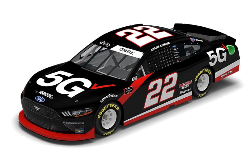 Austin Cindric's black and red number 22 Ford Mustang