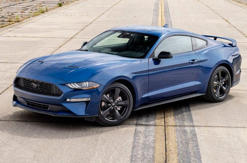 Blue Mustang Stealth on the road