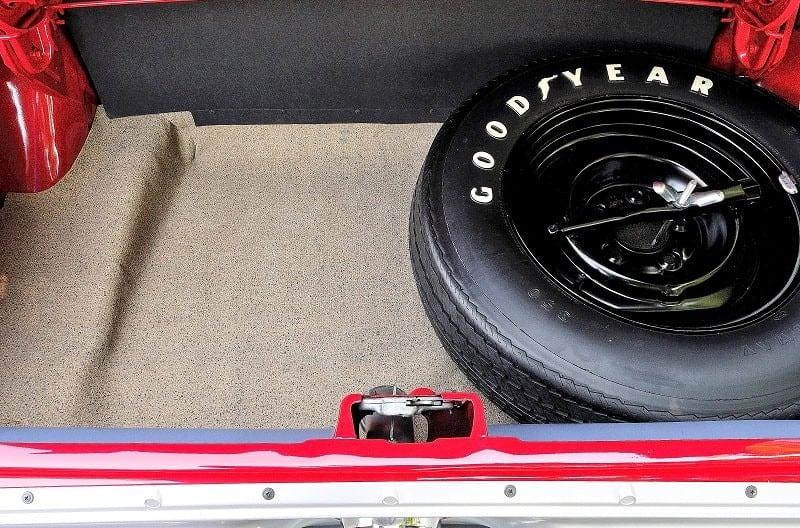 Close up of tire in trunk 