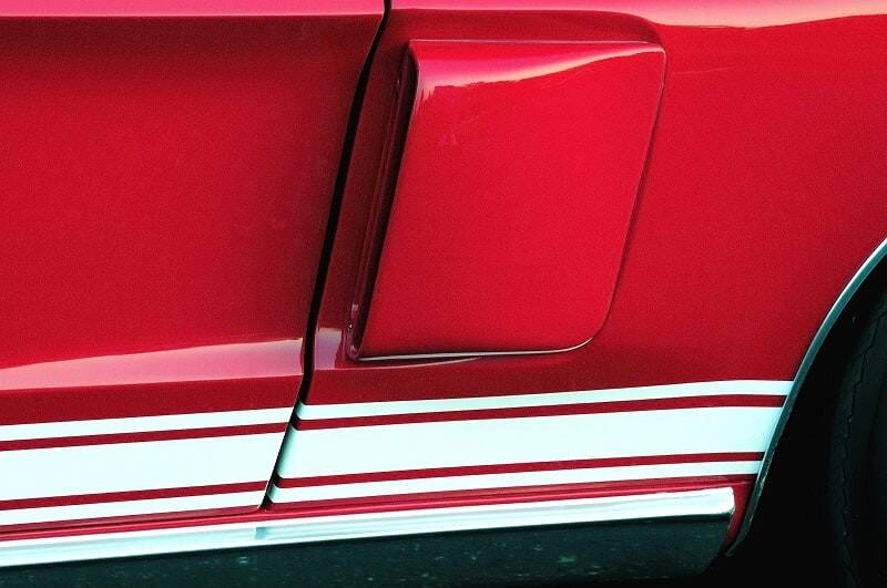 Close up of side of 1968 red Shelby GT500KR