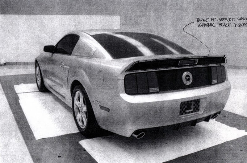 Black and White Photo of rear S197 California Special clay model