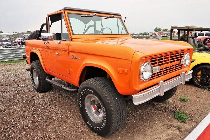 An orange Ford Bronco on display at the M1 Concourse 