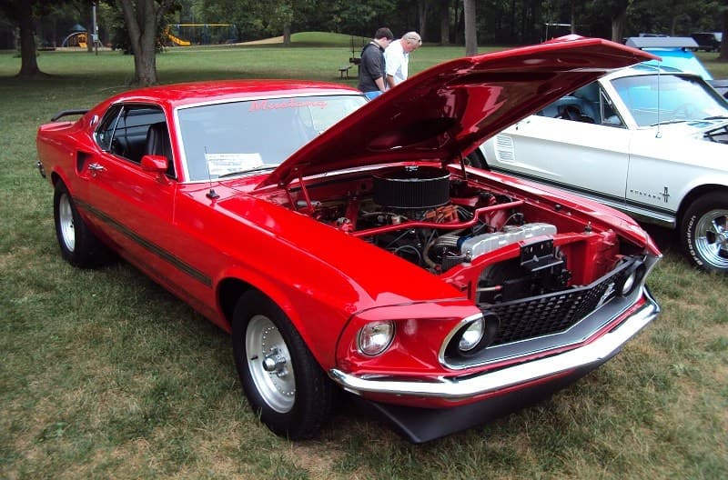 A classic Ford Mustang on display 