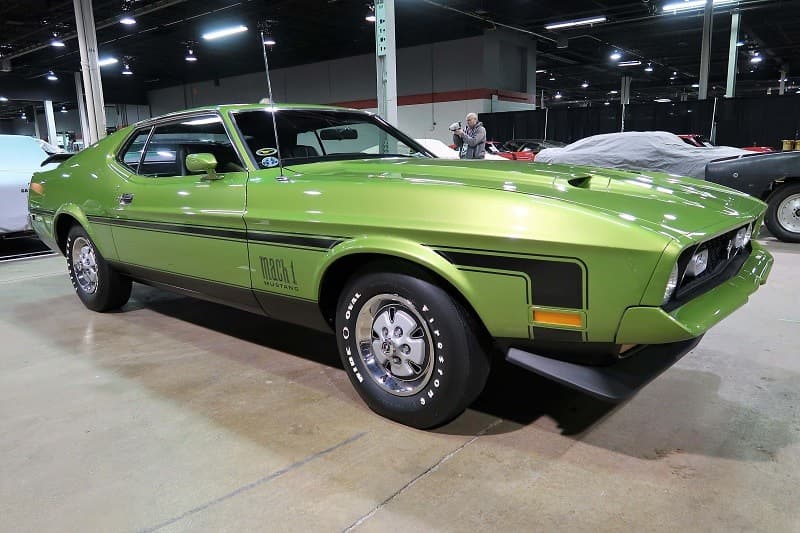 A classic light green Mustang Mach 1 on display at the Muscle Car Nationals 