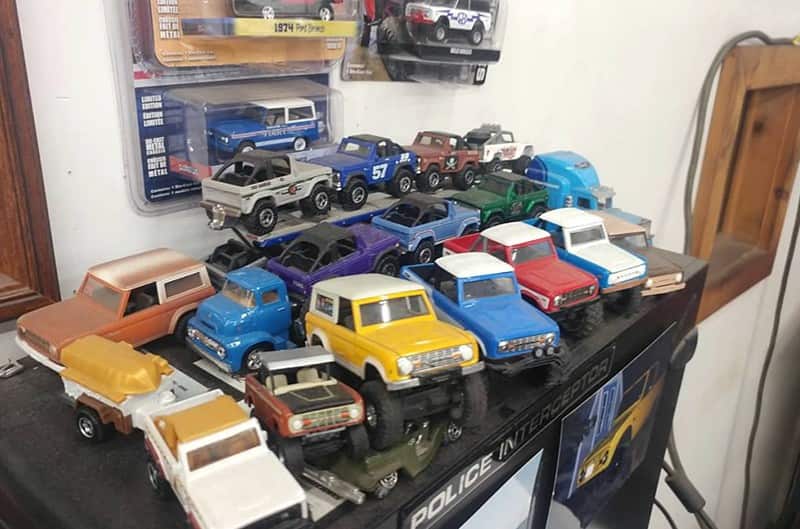 Toy Model Broncos on a Shelf