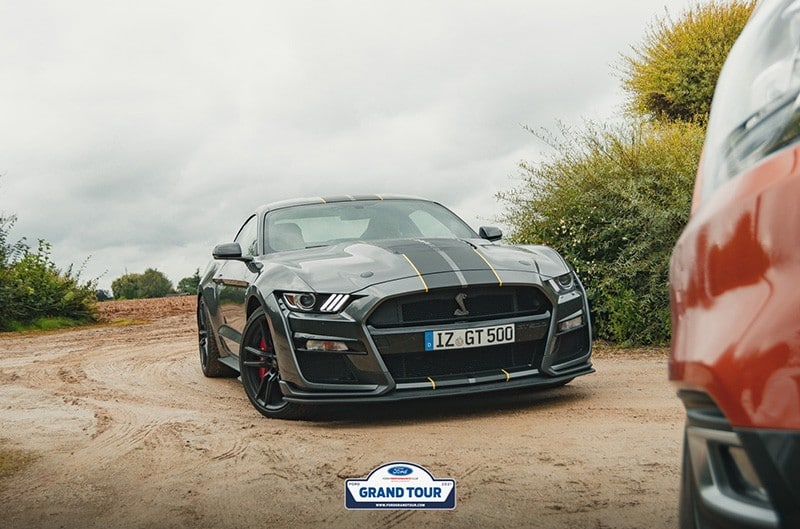 Grey 2020 Shelby GT500 Mustang on dirt road