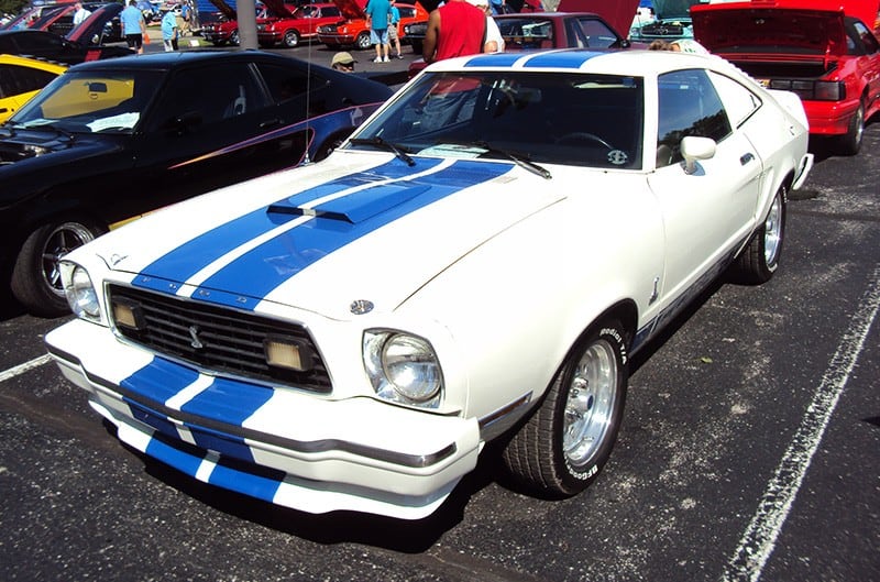 White Mustang II with Blue Stripes