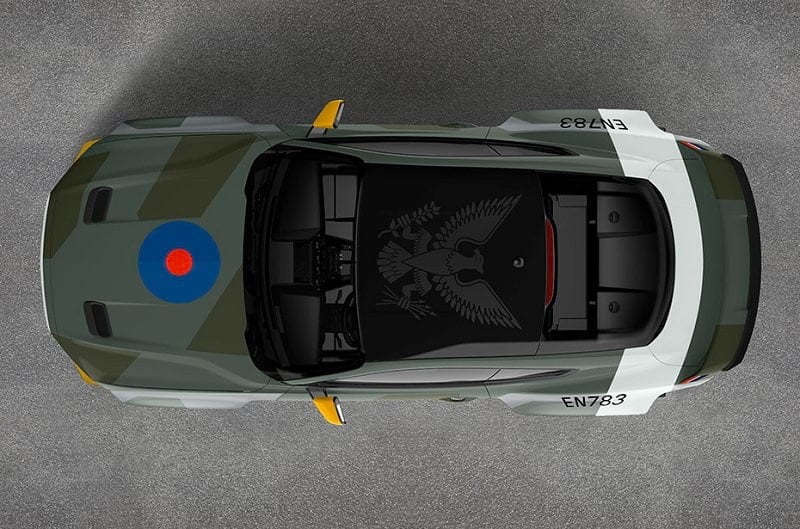 A top view of the special Mustang GT featuring a WWII Royal Air Force Eagle Squadron theme