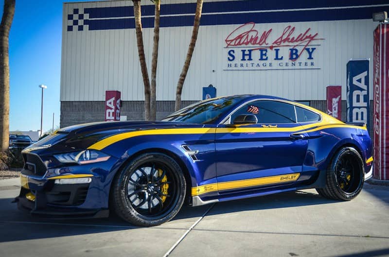 Blue Hornet Shelby Super Snake Parked at Shelby American HQ