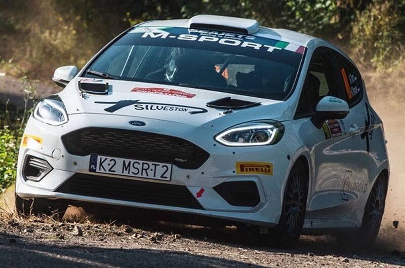 RallyRome_800 Ecoboost powered Fiesta Rally4 driving down rally course