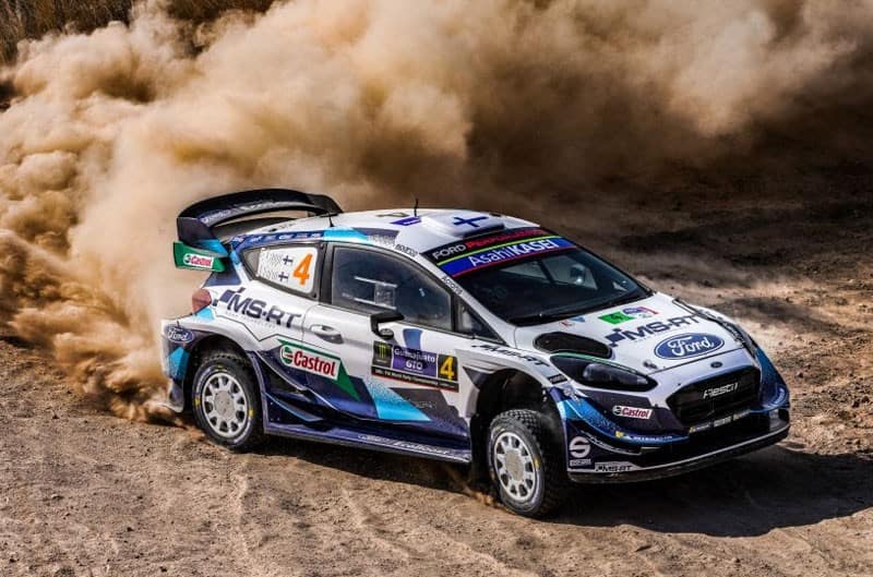 Ford Fiesta Rally MSRT making a dirt cloud