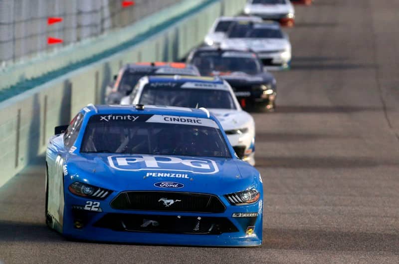 Austin Cindric Mustang leads on the track